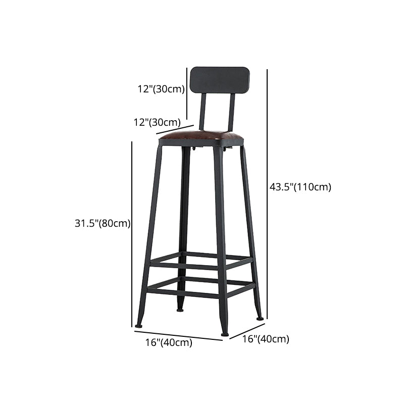 Industrial Style Square Leather Seat with Metal Legs Counter Stool for Kitchen Bar Clearhalo 'Bar Furniture' 'Bar Stools' 'bar_stools' 'furn' 'furn_bar_stools' 'furniture_bar_stools' 'Kitchen & Dining Furniture' 'kitchen&dining_furn' 'kitchen' 'kitchen_furn' Furniture' 4211421