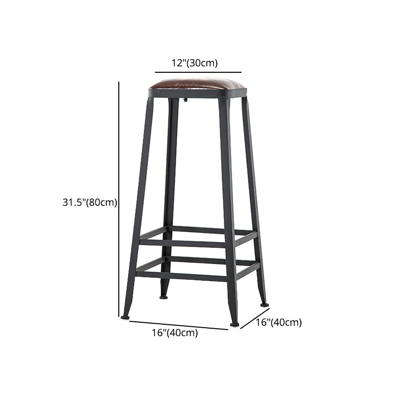 Industrial Style Square Leather Seat with Metal Legs Counter Stool for Kitchen Bar Clearhalo 'Bar Furniture' 'Bar Stools' 'bar_stools' 'furn' 'furn_bar_stools' 'furniture_bar_stools' 'Kitchen & Dining Furniture' 'kitchen&dining_furn' 'kitchen' 'kitchen_furn' Furniture' 4211422