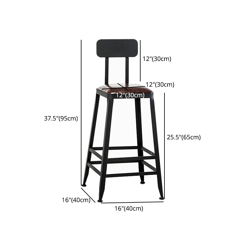 Industrial Style Square Leather Seat with Metal Legs Counter Stool for Kitchen Bar Clearhalo 'Bar Furniture' 'Bar Stools' 'bar_stools' 'furn' 'furn_bar_stools' 'furniture_bar_stools' 'Kitchen & Dining Furniture' 'kitchen&dining_furn' 'kitchen' 'kitchen_furn' Furniture' 4211423