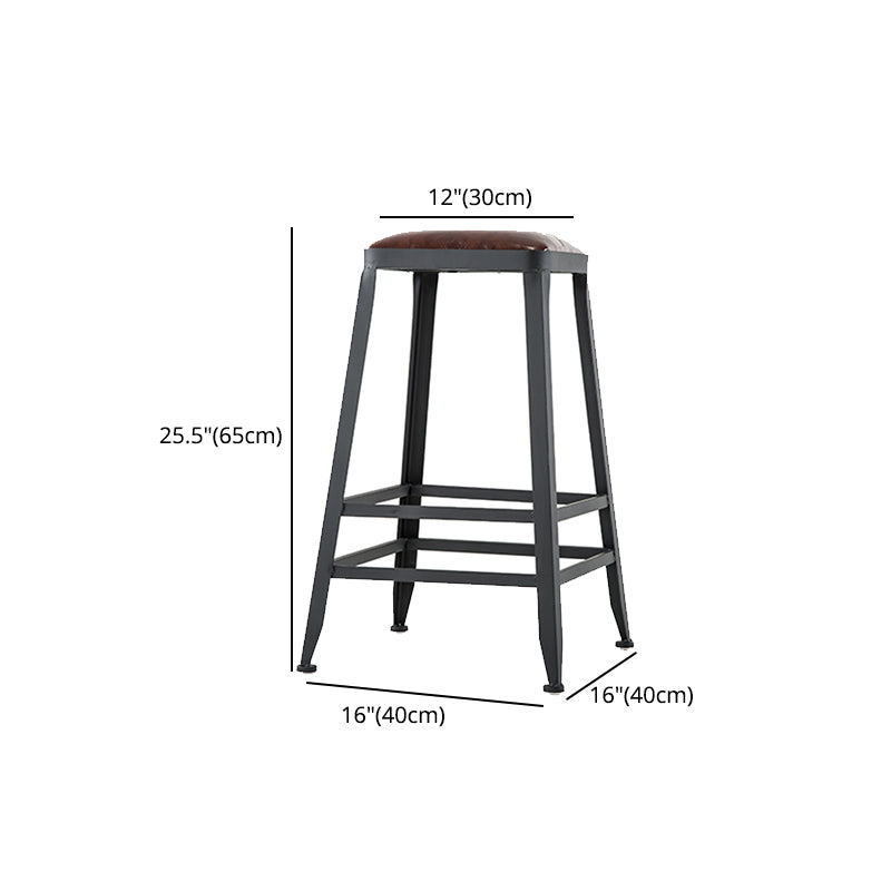 Industrial Style Square Leather Seat with Metal Legs Counter Stool for Kitchen Bar Clearhalo 'Bar Furniture' 'Bar Stools' 'bar_stools' 'furn' 'furn_bar_stools' 'furniture_bar_stools' 'Kitchen & Dining Furniture' 'kitchen&dining_furn' 'kitchen' 'kitchen_furn' Furniture' 4211424