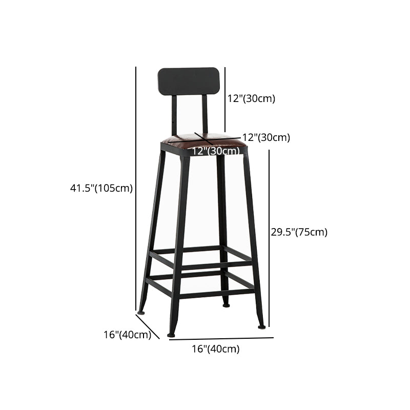 Industrial Style Square Leather Seat with Metal Legs Counter Stool for Kitchen Bar Clearhalo 'Bar Furniture' 'Bar Stools' 'bar_stools' 'furn' 'furn_bar_stools' 'furniture_bar_stools' 'Kitchen & Dining Furniture' 'kitchen&dining_furn' 'kitchen' 'kitchen_furn' Furniture' 4211425