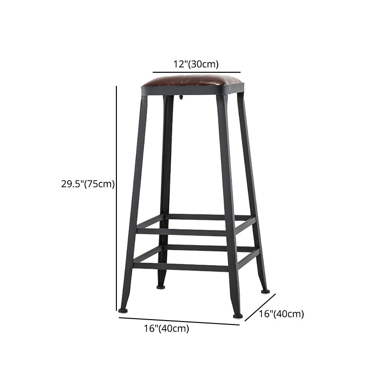 Industrial Style Square Leather Seat with Metal Legs Counter Stool for Kitchen Bar Clearhalo 'Bar Furniture' 'Bar Stools' 'bar_stools' 'furn' 'furn_bar_stools' 'furniture_bar_stools' 'Kitchen & Dining Furniture' 'kitchen&dining_furn' 'kitchen' 'kitchen_furn' Furniture' 4211426
