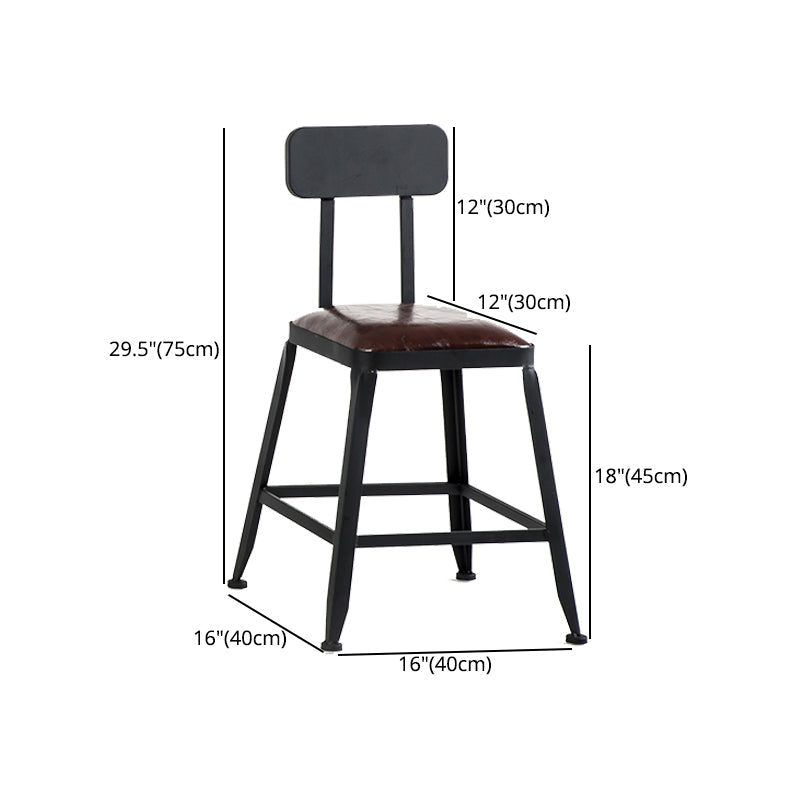Industrial Style Square Leather Seat with Metal Legs Counter Stool for Kitchen Bar Clearhalo 'Bar Furniture' 'Bar Stools' 'bar_stools' 'furn' 'furn_bar_stools' 'furniture_bar_stools' 'Kitchen & Dining Furniture' 'kitchen&dining_furn' 'kitchen' 'kitchen_furn' Furniture' 4211427