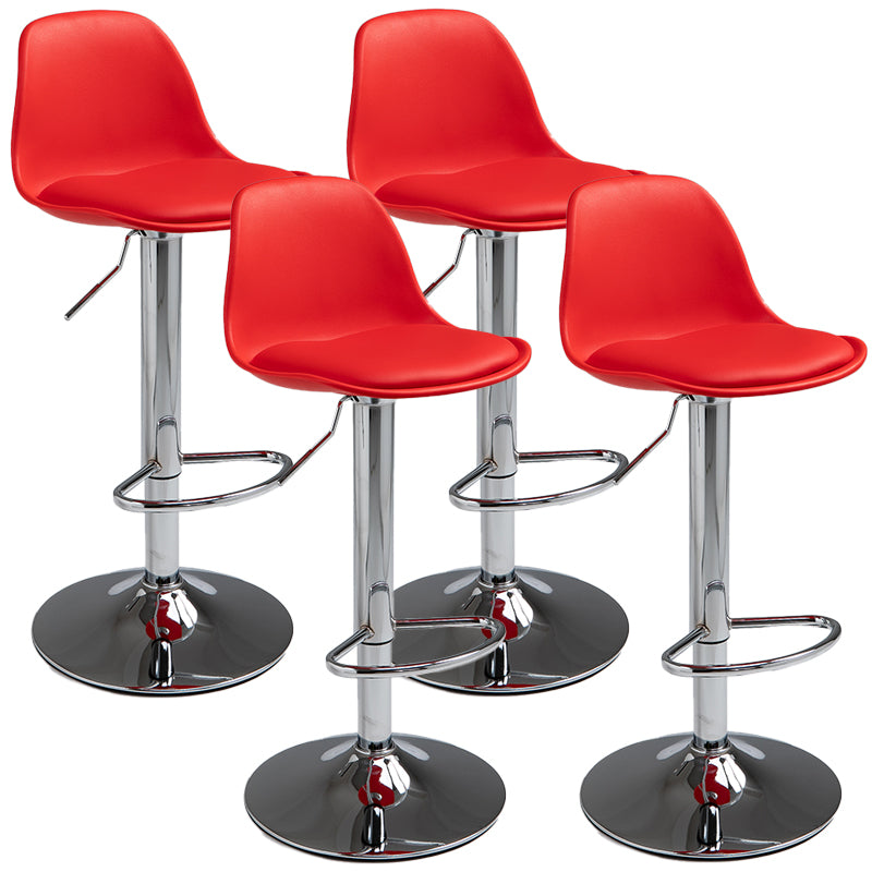 Scandinavian Bar Stool Bucket Leather Seat Counter Stool for Kitchen Bar Red Silver 4 Piece Set Clearhalo 'Bar Furniture' 'Bar Stools' 'bar_stools' 'furn' 'furn_bar_stools' 'furniture_bar_stools' 'Kitchen & Dining Furniture' 'kitchen&dining_furn' 'kitchen' 'kitchen_furn' Furniture' 4211430