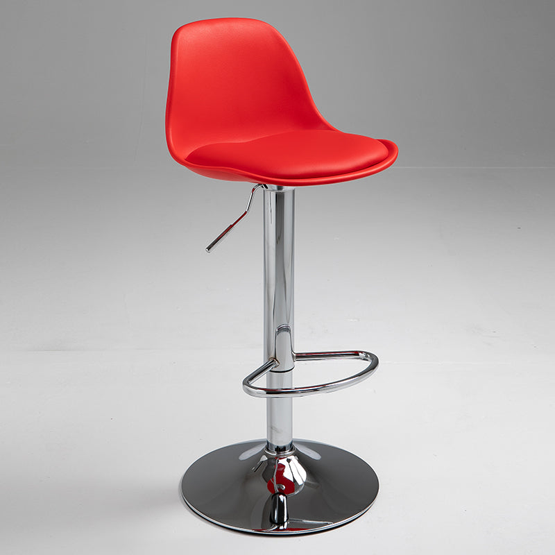 Scandinavian Bar Stool Bucket Leather Seat Counter Stool for Kitchen Bar Red Silver 1 Piece Clearhalo 'Bar Furniture' 'Bar Stools' 'bar_stools' 'furn' 'furn_bar_stools' 'furniture_bar_stools' 'Kitchen & Dining Furniture' 'kitchen&dining_furn' 'kitchen' 'kitchen_furn' Furniture' 4211432