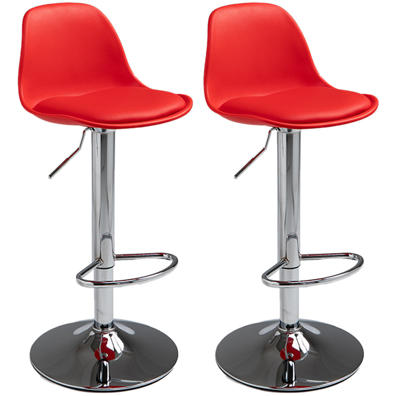 Scandinavian Bar Stool Bucket Leather Seat Counter Stool for Kitchen Bar Red Silver 2 Piece Set Clearhalo 'Bar Furniture' 'Bar Stools' 'bar_stools' 'furn' 'furn_bar_stools' 'furniture_bar_stools' 'Kitchen & Dining Furniture' 'kitchen&dining_furn' 'kitchen' 'kitchen_furn' Furniture' 4211434
