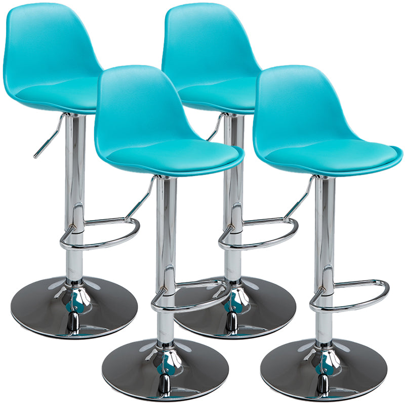 Scandinavian Bar Stool Bucket Leather Seat Counter Stool for Kitchen Bar Blue Silver 4 Piece Set Clearhalo 'Bar Furniture' 'Bar Stools' 'bar_stools' 'furn' 'furn_bar_stools' 'furniture_bar_stools' 'Kitchen & Dining Furniture' 'kitchen&dining_furn' 'kitchen' 'kitchen_furn' Furniture' 4211442