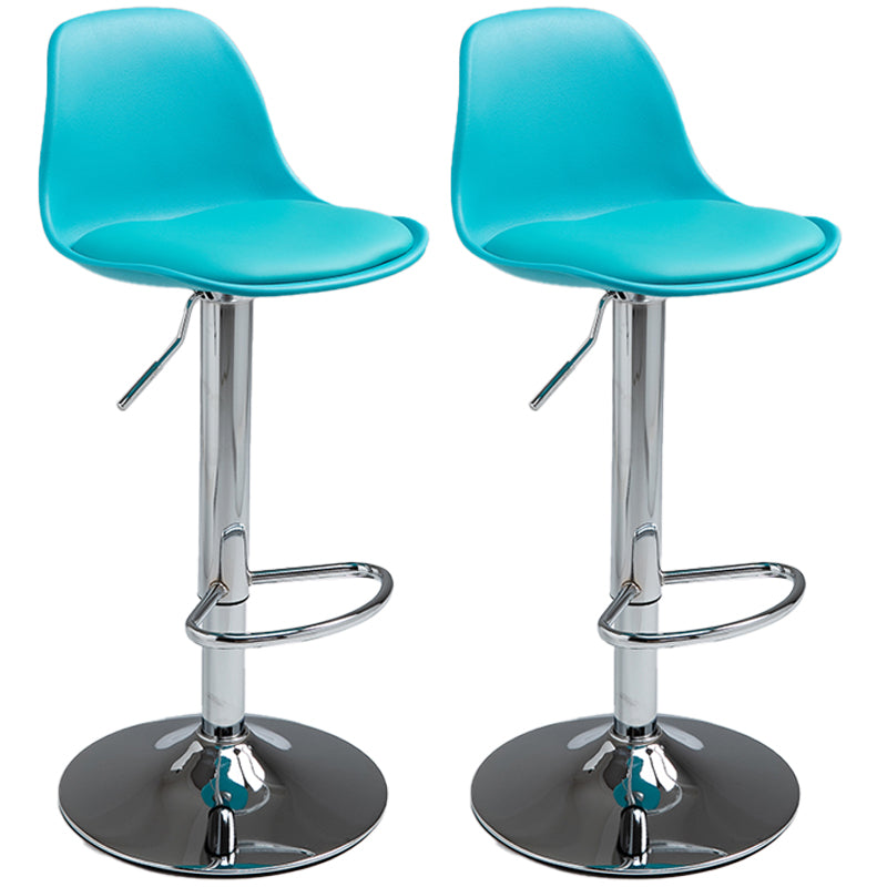 Scandinavian Bar Stool Bucket Leather Seat Counter Stool for Kitchen Bar Blue Silver 2 Piece Set Clearhalo 'Bar Furniture' 'Bar Stools' 'bar_stools' 'furn' 'furn_bar_stools' 'furniture_bar_stools' 'Kitchen & Dining Furniture' 'kitchen&dining_furn' 'kitchen' 'kitchen_furn' Furniture' 4211445