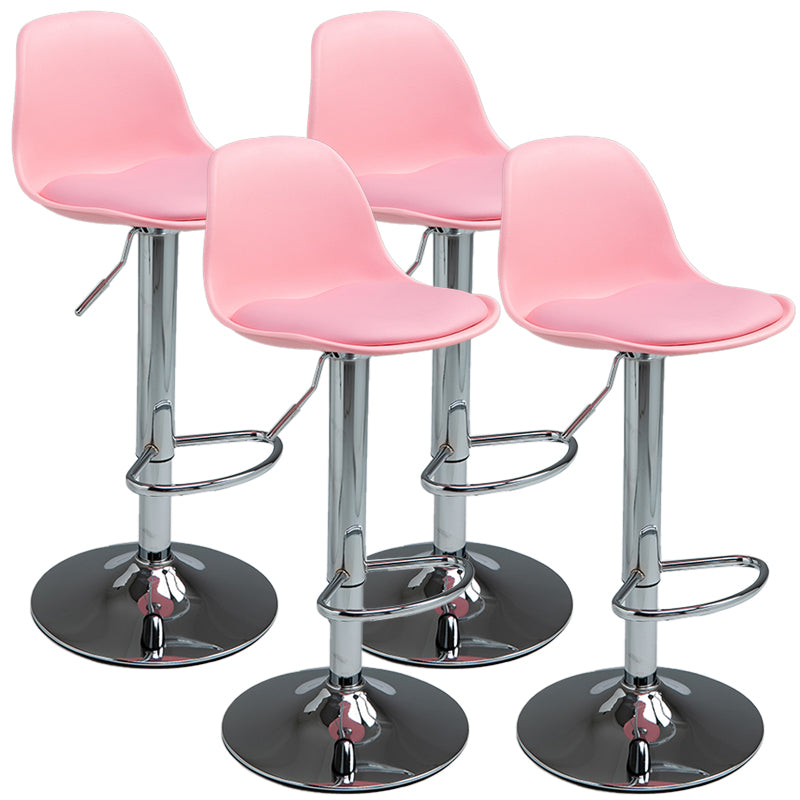 Scandinavian Bar Stool Bucket Leather Seat Counter Stool for Kitchen Bar Pink Silver 4 Piece Set Clearhalo 'Bar Furniture' 'Bar Stools' 'bar_stools' 'furn' 'furn_bar_stools' 'furniture_bar_stools' 'Kitchen & Dining Furniture' 'kitchen&dining_furn' 'kitchen' 'kitchen_furn' Furniture' 4211458