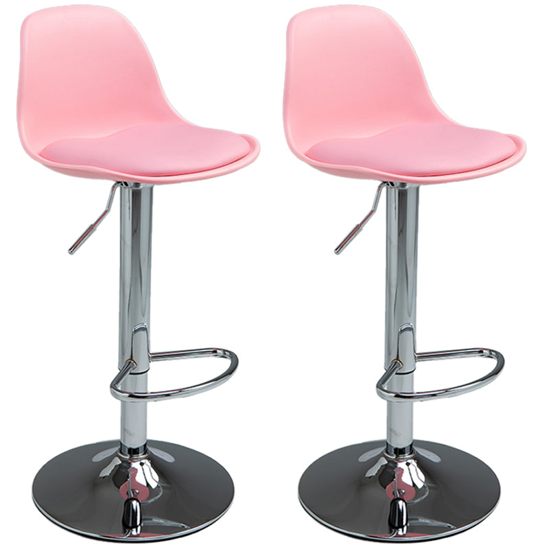 Scandinavian Bar Stool Bucket Leather Seat Counter Stool for Kitchen Bar Pink Silver 2 Piece Set Clearhalo 'Bar Furniture' 'Bar Stools' 'bar_stools' 'furn' 'furn_bar_stools' 'furniture_bar_stools' 'Kitchen & Dining Furniture' 'kitchen&dining_furn' 'kitchen' 'kitchen_furn' Furniture' 4211460