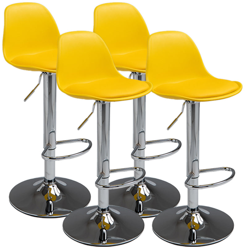 Scandinavian Bar Stool Bucket Leather Seat Counter Stool for Kitchen Bar Yellow Silver 4 Piece Set Clearhalo 'Bar Furniture' 'Bar Stools' 'bar_stools' 'furn' 'furn_bar_stools' 'furniture_bar_stools' 'Kitchen & Dining Furniture' 'kitchen&dining_furn' 'kitchen' 'kitchen_furn' Furniture' 4211467