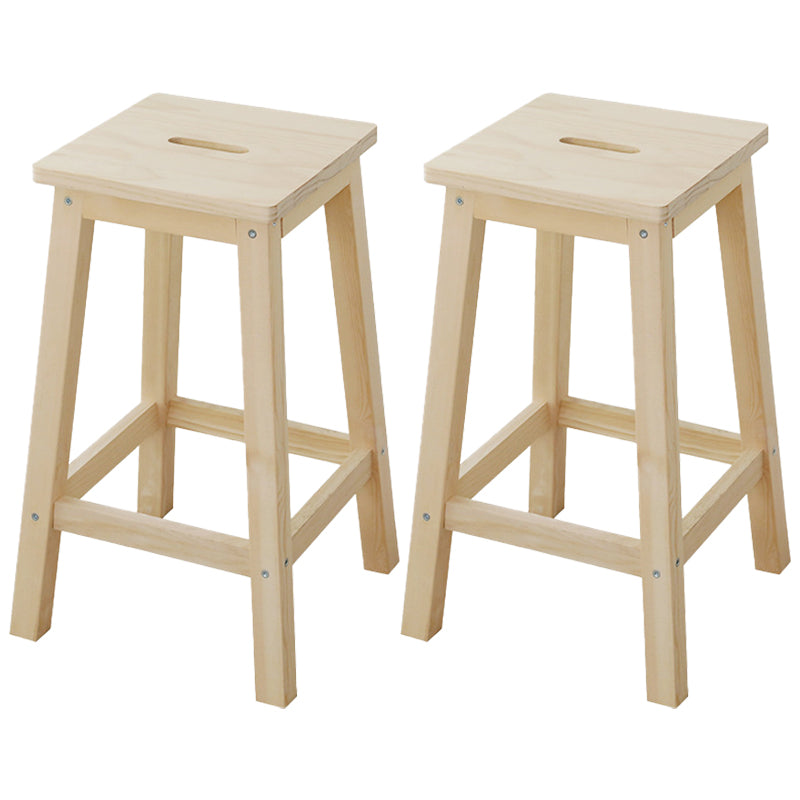 Industrial Natural Counter Stools Wooden Armless Bar Stools with Square Seat 2 Piece Set Clearhalo 'Bar Furniture' 'Bar Stools' 'bar_stools' 'furn' 'furn_bar_stools' 'furniture_bar_stools' 'Kitchen & Dining Furniture' 'kitchen&dining_furn' 'kitchen' 'kitchen_furn' Furniture' 4211530