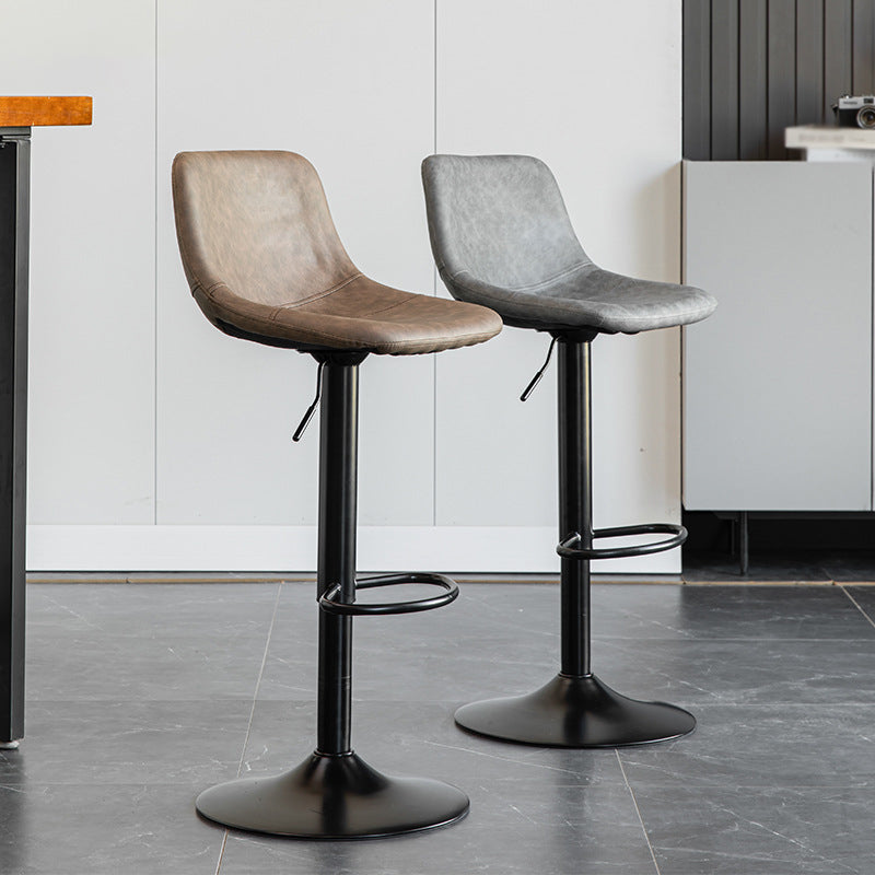 1 Pcs Scandinavian Adjustable Height Counter Stools Leather Iron Bar Stools with Footrest Clearhalo 'Bar Furniture' 'Bar Stools' 'bar_stools' 'furn' 'furn_bar_stools' 'furniture_bar_stools' 'Kitchen & Dining Furniture' 'kitchen&dining_furn' 'kitchen' 'kitchen_furn' Furniture' 4211539