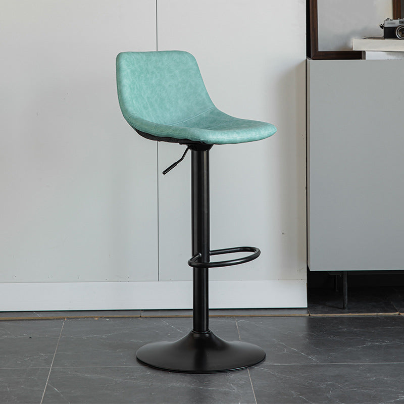 1 Pcs Scandinavian Adjustable Height Counter Stools Leather Iron Bar Stools with Footrest Green Clearhalo 'Bar Furniture' 'Bar Stools' 'bar_stools' 'furn' 'furn_bar_stools' 'furniture_bar_stools' 'Kitchen & Dining Furniture' 'kitchen&dining_furn' 'kitchen' 'kitchen_furn' Furniture' 4211545