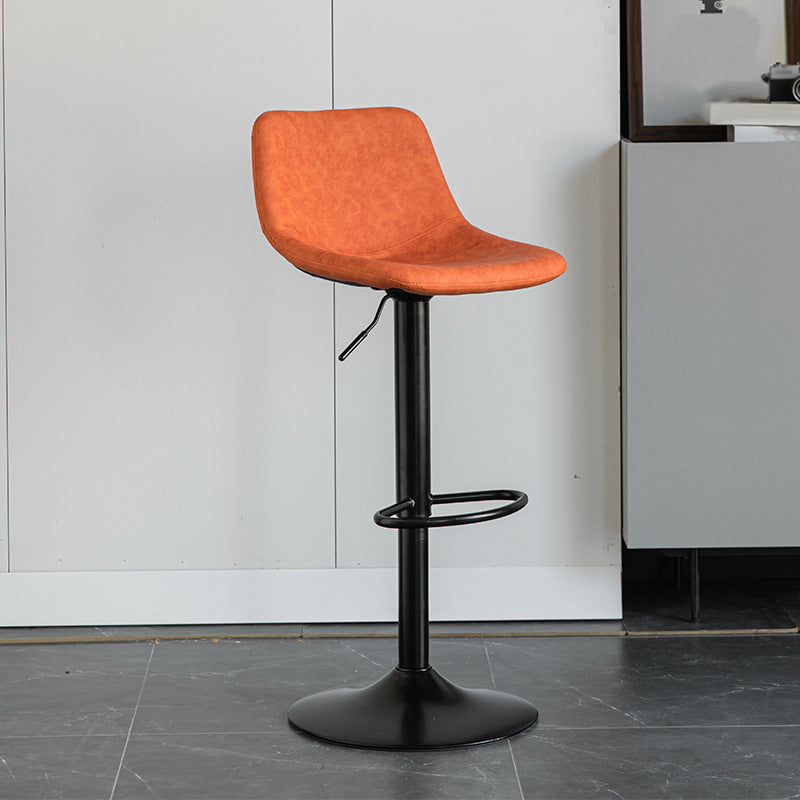 1 Pcs Scandinavian Adjustable Height Counter Stools Leather Iron Bar Stools with Footrest Orange Clearhalo 'Bar Furniture' 'Bar Stools' 'bar_stools' 'furn' 'furn_bar_stools' 'furniture_bar_stools' 'Kitchen & Dining Furniture' 'kitchen&dining_furn' 'kitchen' 'kitchen_furn' Furniture' 4211550