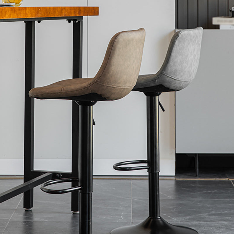 1 Pcs Scandinavian Adjustable Height Counter Stools Leather Iron Bar Stools with Footrest Clearhalo 'Bar Furniture' 'Bar Stools' 'bar_stools' 'furn' 'furn_bar_stools' 'furniture_bar_stools' 'Kitchen & Dining Furniture' 'kitchen&dining_furn' 'kitchen' 'kitchen_furn' Furniture' 4211554