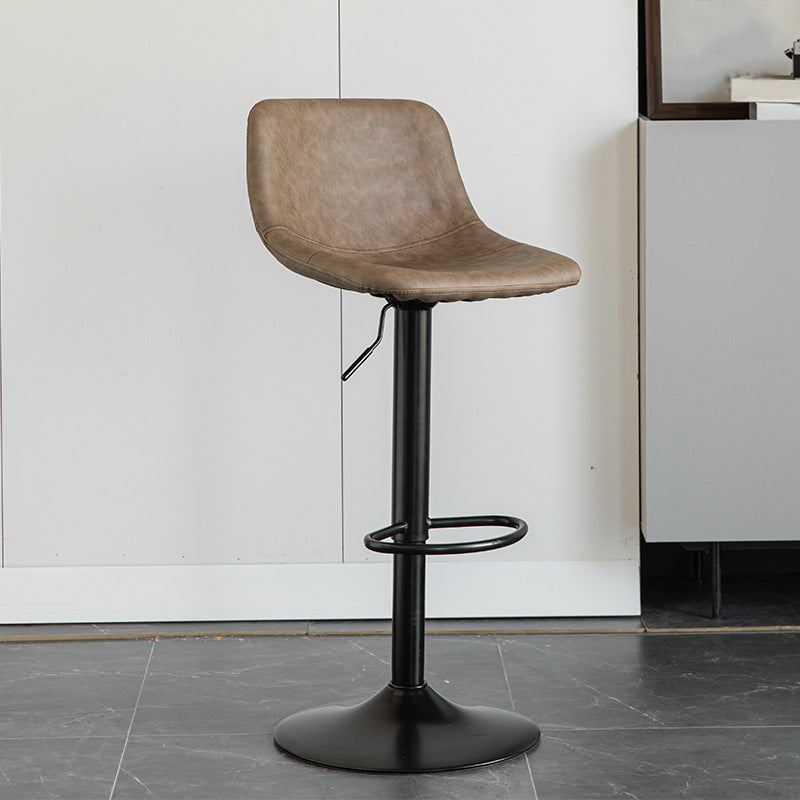 1 Pcs Scandinavian Adjustable Height Counter Stools Leather Iron Bar Stools with Footrest Coffee Clearhalo 'Bar Furniture' 'Bar Stools' 'bar_stools' 'furn' 'furn_bar_stools' 'furniture_bar_stools' 'Kitchen & Dining Furniture' 'kitchen&dining_furn' 'kitchen' 'kitchen_furn' Furniture' 4211555