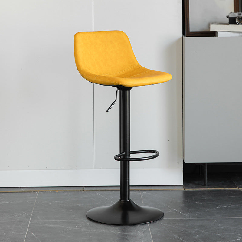 1 Pcs Scandinavian Adjustable Height Counter Stools Leather Iron Bar Stools with Footrest Yellow Clearhalo 'Bar Furniture' 'Bar Stools' 'bar_stools' 'furn' 'furn_bar_stools' 'furniture_bar_stools' 'Kitchen & Dining Furniture' 'kitchen&dining_furn' 'kitchen' 'kitchen_furn' Furniture' 4211557
