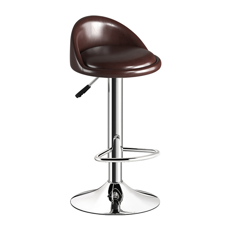 Lift and Rotate Height Stool Modern Indoor Leather Armless Bar Stool 1 Piece Brown Clearhalo 'Bar Furniture' 'Bar Stools' 'bar_stools' 'furn' 'furn_bar_stools' 'furniture_bar_stools' 'Kitchen & Dining Furniture' 'kitchen&dining_furn' 'kitchen' 'kitchen_furn' Furniture' 4211566