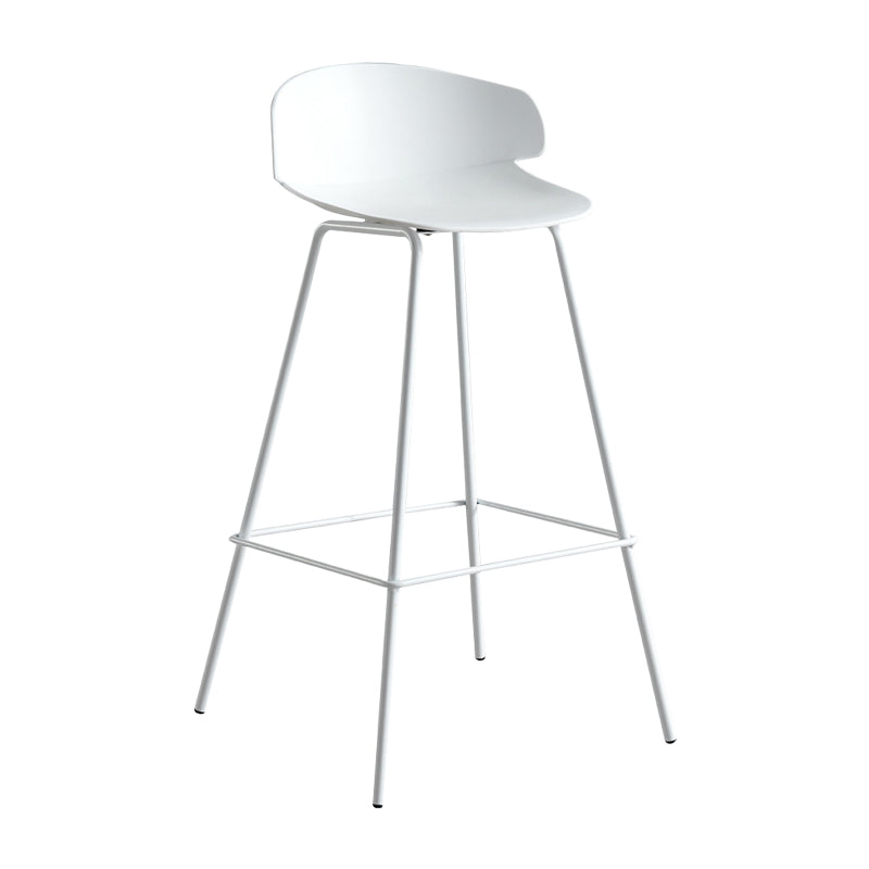 Scandinavian Plastic Metal Counter Stools Low Back Indoor Bar Stools with 4 Legs White 1 Piece Clearhalo 'Bar Furniture' 'Bar Stools' 'bar_stools' 'furn' 'furn_bar_stools' 'furniture_bar_stools' 'Kitchen & Dining Furniture' 'kitchen&dining_furn' 'kitchen' 'kitchen_furn' Furniture' 4211584