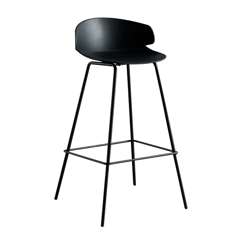 Scandinavian Plastic Metal Counter Stools Low Back Indoor Bar Stools with 4 Legs Black 1 Piece Clearhalo 'Bar Furniture' 'Bar Stools' 'bar_stools' 'furn' 'furn_bar_stools' 'furniture_bar_stools' 'Kitchen & Dining Furniture' 'kitchen&dining_furn' 'kitchen' 'kitchen_furn' Furniture' 4211585