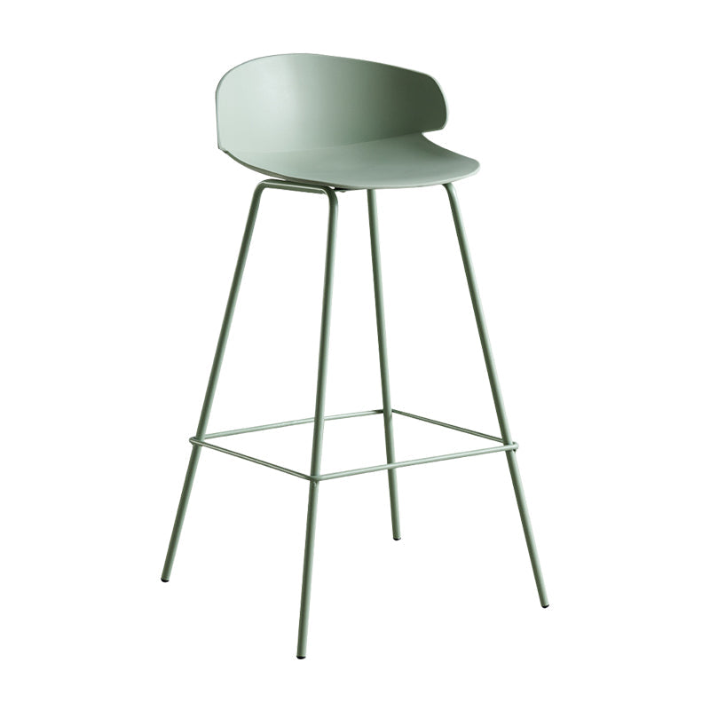 Scandinavian Plastic Metal Counter Stools Low Back Indoor Bar Stools with 4 Legs Gray-Green 1 Piece Clearhalo 'Bar Furniture' 'Bar Stools' 'bar_stools' 'furn' 'furn_bar_stools' 'furniture_bar_stools' 'Kitchen & Dining Furniture' 'kitchen&dining_furn' 'kitchen' 'kitchen_furn' Furniture' 4211588