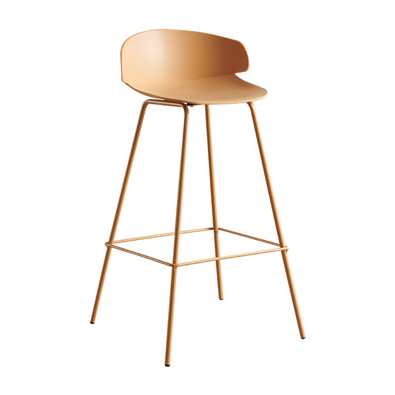 Scandinavian Plastic Metal Counter Stools Low Back Indoor Bar Stools with 4 Legs Yellow 1 Piece Clearhalo 'Bar Furniture' 'Bar Stools' 'bar_stools' 'furn' 'furn_bar_stools' 'furniture_bar_stools' 'Kitchen & Dining Furniture' 'kitchen&dining_furn' 'kitchen' 'kitchen_furn' Furniture' 4211590