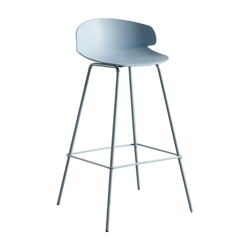 Scandinavian Plastic Metal Counter Stools Low Back Indoor Bar Stools with 4 Legs Gray-Blue 1 Piece Clearhalo 'Bar Furniture' 'Bar Stools' 'bar_stools' 'furn' 'furn_bar_stools' 'furniture_bar_stools' 'Kitchen & Dining Furniture' 'kitchen&dining_furn' 'kitchen' 'kitchen_furn' Furniture' 4211591