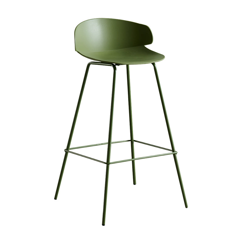 Scandinavian Plastic Metal Counter Stools Low Back Indoor Bar Stools with 4 Legs Green 1 Piece Clearhalo 'Bar Furniture' 'Bar Stools' 'bar_stools' 'furn' 'furn_bar_stools' 'furniture_bar_stools' 'Kitchen & Dining Furniture' 'kitchen&dining_furn' 'kitchen' 'kitchen_furn' Furniture' 4211595