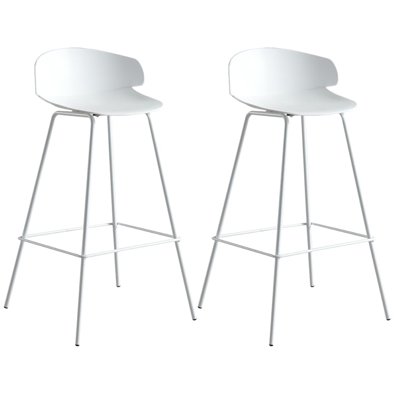 Scandinavian Plastic Metal Counter Stools Low Back Indoor Bar Stools with 4 Legs White 2 Piece Set Clearhalo 'Bar Furniture' 'Bar Stools' 'bar_stools' 'furn' 'furn_bar_stools' 'furniture_bar_stools' 'Kitchen & Dining Furniture' 'kitchen&dining_furn' 'kitchen' 'kitchen_furn' Furniture' 4211597
