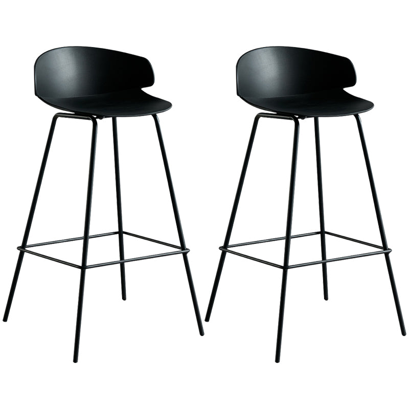 Scandinavian Plastic Metal Counter Stools Low Back Indoor Bar Stools with 4 Legs Black 2 Piece Set Clearhalo 'Bar Furniture' 'Bar Stools' 'bar_stools' 'furn' 'furn_bar_stools' 'furniture_bar_stools' 'Kitchen & Dining Furniture' 'kitchen&dining_furn' 'kitchen' 'kitchen_furn' Furniture' 4211599