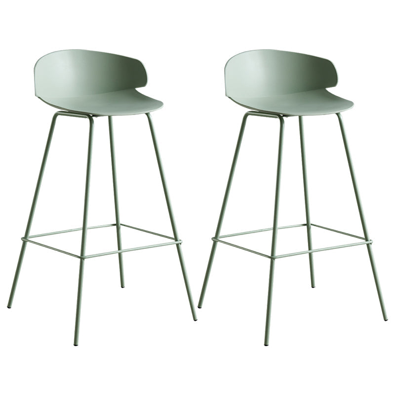 Scandinavian Plastic Metal Counter Stools Low Back Indoor Bar Stools with 4 Legs Gray-Green 2 Piece Set Clearhalo 'Bar Furniture' 'Bar Stools' 'bar_stools' 'furn' 'furn_bar_stools' 'furniture_bar_stools' 'Kitchen & Dining Furniture' 'kitchen&dining_furn' 'kitchen' 'kitchen_furn' Furniture' 4211601