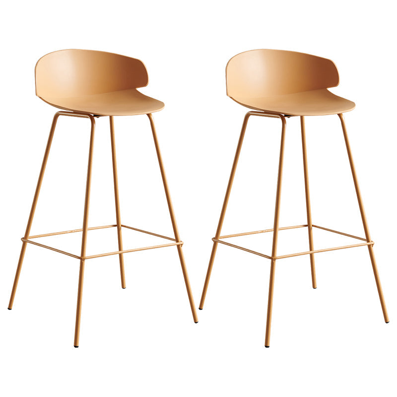 Scandinavian Plastic Metal Counter Stools Low Back Indoor Bar Stools with 4 Legs Yellow 2 Piece Set Clearhalo 'Bar Furniture' 'Bar Stools' 'bar_stools' 'furn' 'furn_bar_stools' 'furniture_bar_stools' 'Kitchen & Dining Furniture' 'kitchen&dining_furn' 'kitchen' 'kitchen_furn' Furniture' 4211604