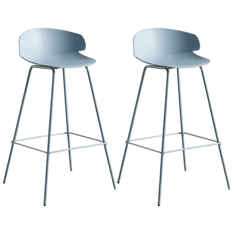 Scandinavian Plastic Metal Counter Stools Low Back Indoor Bar Stools with 4 Legs Gray-Blue 2 Piece Set Clearhalo 'Bar Furniture' 'Bar Stools' 'bar_stools' 'furn' 'furn_bar_stools' 'furniture_bar_stools' 'Kitchen & Dining Furniture' 'kitchen&dining_furn' 'kitchen' 'kitchen_furn' Furniture' 4211605