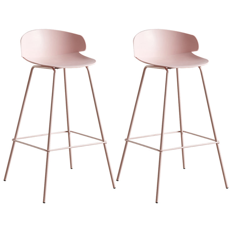 Scandinavian Plastic Metal Counter Stools Low Back Indoor Bar Stools with 4 Legs Pink 2 Piece Set Clearhalo 'Bar Furniture' 'Bar Stools' 'bar_stools' 'furn' 'furn_bar_stools' 'furniture_bar_stools' 'Kitchen & Dining Furniture' 'kitchen&dining_furn' 'kitchen' 'kitchen_furn' Furniture' 4211608