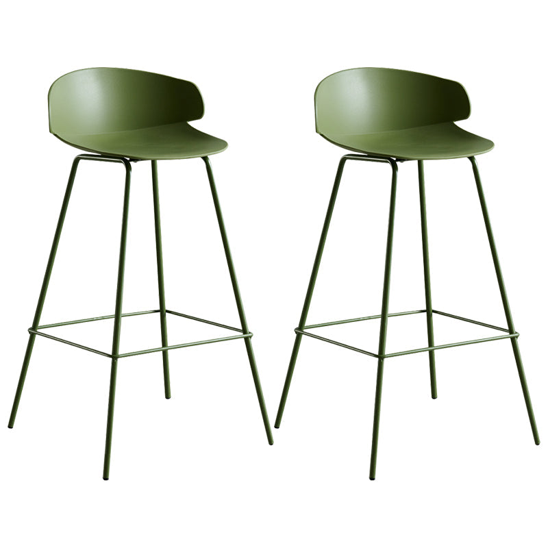 Scandinavian Plastic Metal Counter Stools Low Back Indoor Bar Stools with 4 Legs Green 2 Piece Set Clearhalo 'Bar Furniture' 'Bar Stools' 'bar_stools' 'furn' 'furn_bar_stools' 'furniture_bar_stools' 'Kitchen & Dining Furniture' 'kitchen&dining_furn' 'kitchen' 'kitchen_furn' Furniture' 4211609