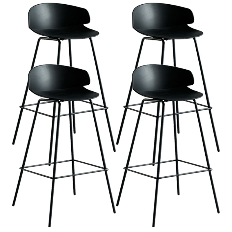 Scandinavian Plastic Metal Counter Stools Low Back Indoor Bar Stools with 4 Legs Black 4 Piece Set Clearhalo 'Bar Furniture' 'Bar Stools' 'bar_stools' 'furn' 'furn_bar_stools' 'furniture_bar_stools' 'Kitchen & Dining Furniture' 'kitchen&dining_furn' 'kitchen' 'kitchen_furn' Furniture' 4211611