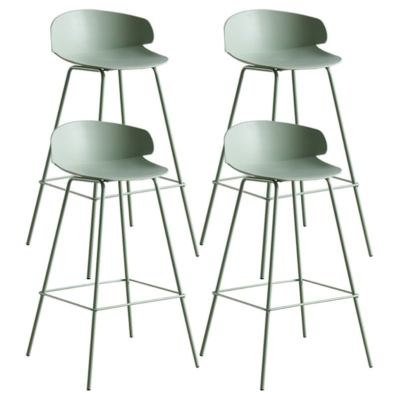 Scandinavian Plastic Metal Counter Stools Low Back Indoor Bar Stools with 4 Legs Gray-Green 4 Piece Set Clearhalo 'Bar Furniture' 'Bar Stools' 'bar_stools' 'furn' 'furn_bar_stools' 'furniture_bar_stools' 'Kitchen & Dining Furniture' 'kitchen&dining_furn' 'kitchen' 'kitchen_furn' Furniture' 4211612