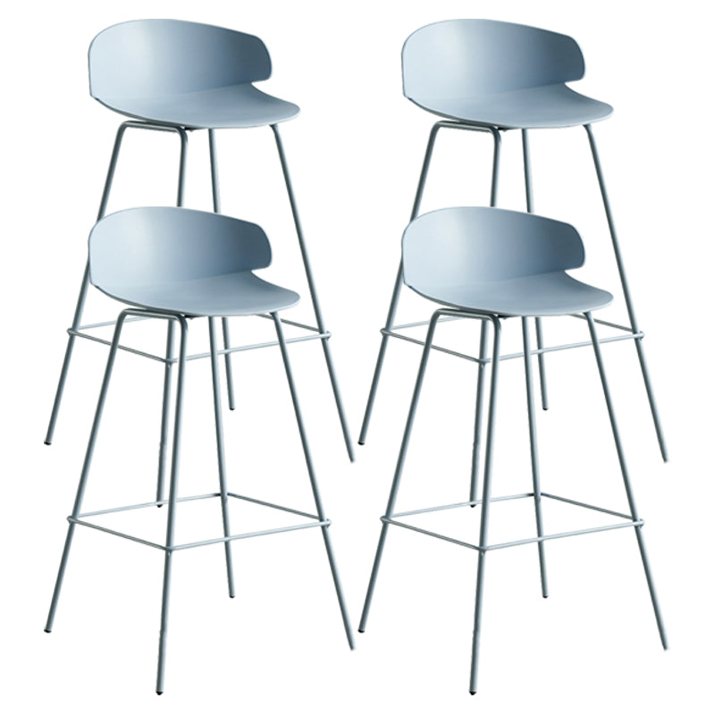 Scandinavian Plastic Metal Counter Stools Low Back Indoor Bar Stools with 4 Legs Gray-Blue 4 Piece Set Clearhalo 'Bar Furniture' 'Bar Stools' 'bar_stools' 'furn' 'furn_bar_stools' 'furniture_bar_stools' 'Kitchen & Dining Furniture' 'kitchen&dining_furn' 'kitchen' 'kitchen_furn' Furniture' 4211614