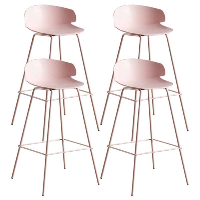 Scandinavian Plastic Metal Counter Stools Low Back Indoor Bar Stools with 4 Legs Pink 4 Piece Set Clearhalo 'Bar Furniture' 'Bar Stools' 'bar_stools' 'furn' 'furn_bar_stools' 'furniture_bar_stools' 'Kitchen & Dining Furniture' 'kitchen&dining_furn' 'kitchen' 'kitchen_furn' Furniture' 4211615