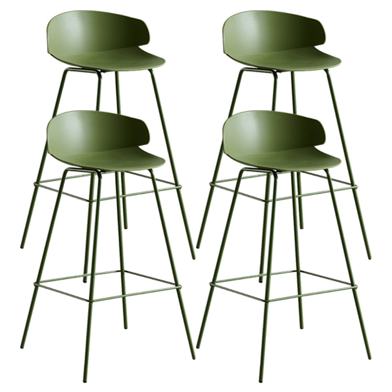 Scandinavian Plastic Metal Counter Stools Low Back Indoor Bar Stools with 4 Legs Green 4 Piece Set Clearhalo 'Bar Furniture' 'Bar Stools' 'bar_stools' 'furn' 'furn_bar_stools' 'furniture_bar_stools' 'Kitchen & Dining Furniture' 'kitchen&dining_furn' 'kitchen' 'kitchen_furn' Furniture' 4211616
