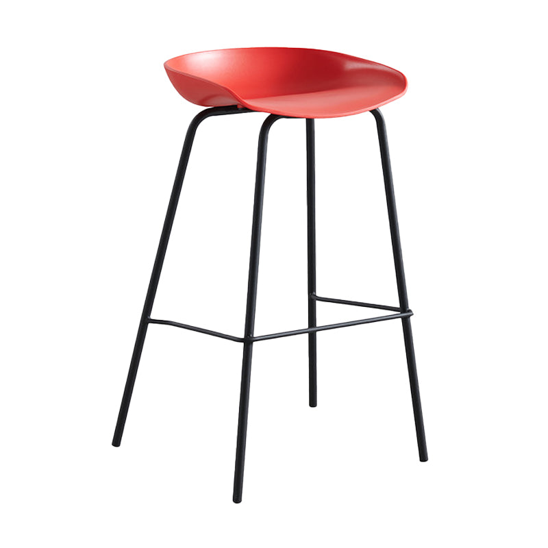 Scandinavian Metal Plastic Counter Stools Backless Bar Stools with Bucket Seat Red 1 Piece Clearhalo 'Bar Furniture' 'Bar Stools' 'bar_stools' 'furn' 'furn_bar_stools' 'furniture_bar_stools' 'Kitchen & Dining Furniture' 'kitchen&dining_furn' 'kitchen' 'kitchen_furn' Furniture' 4211640