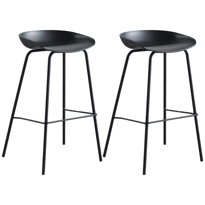 Scandinavian Metal Plastic Counter Stools Backless Bar Stools with Bucket Seat Black 2 Piece Set Clearhalo 'Bar Furniture' 'Bar Stools' 'bar_stools' 'furn' 'furn_bar_stools' 'furniture_bar_stools' 'Kitchen & Dining Furniture' 'kitchen&dining_furn' 'kitchen' 'kitchen_furn' Furniture' 4211644