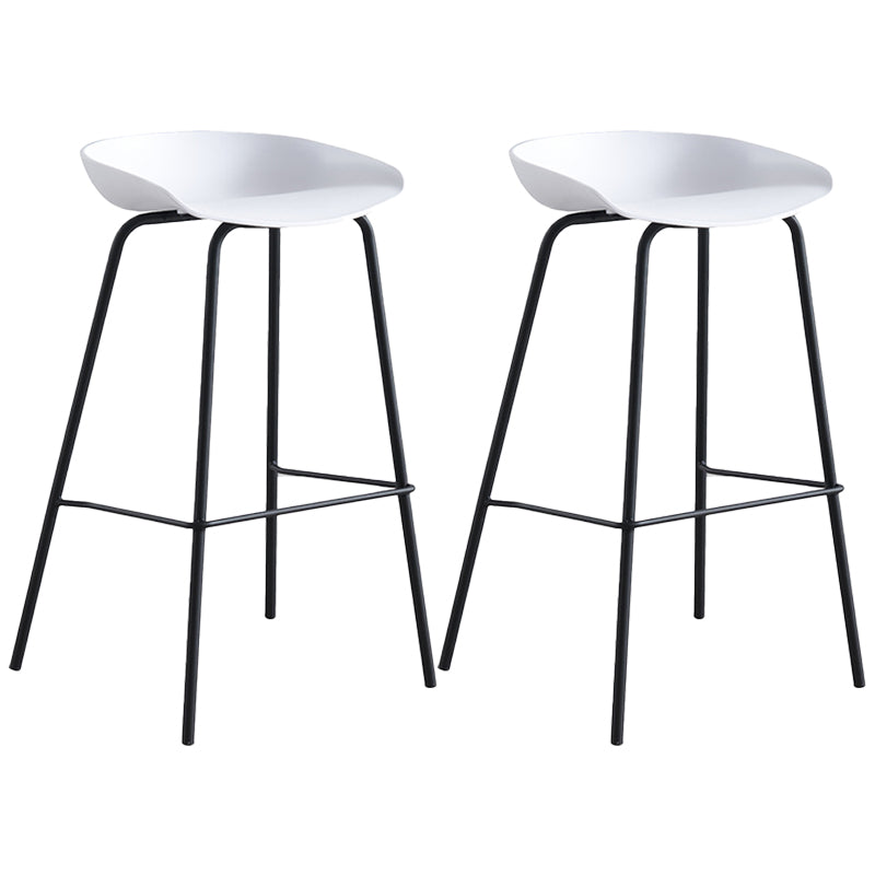Scandinavian Metal Plastic Counter Stools Backless Bar Stools with Bucket Seat White 2 Piece Set Clearhalo 'Bar Furniture' 'Bar Stools' 'bar_stools' 'furn' 'furn_bar_stools' 'furniture_bar_stools' 'Kitchen & Dining Furniture' 'kitchen&dining_furn' 'kitchen' 'kitchen_furn' Furniture' 4211647