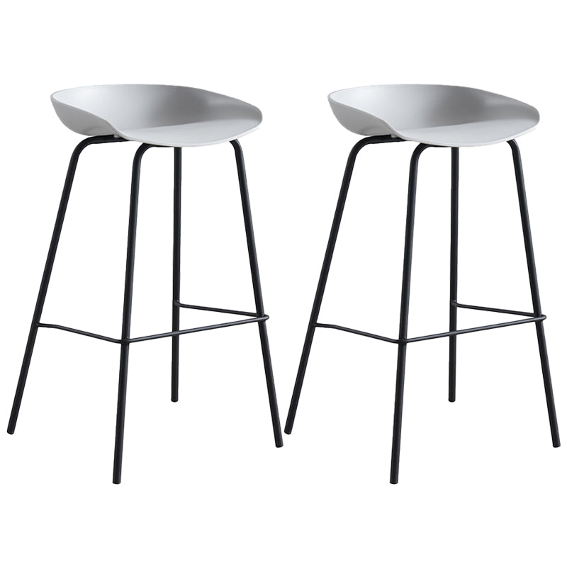 Scandinavian Metal Plastic Counter Stools Backless Bar Stools with Bucket Seat Grey 2 Piece Set Clearhalo 'Bar Furniture' 'Bar Stools' 'bar_stools' 'furn' 'furn_bar_stools' 'furniture_bar_stools' 'Kitchen & Dining Furniture' 'kitchen&dining_furn' 'kitchen' 'kitchen_furn' Furniture' 4211651