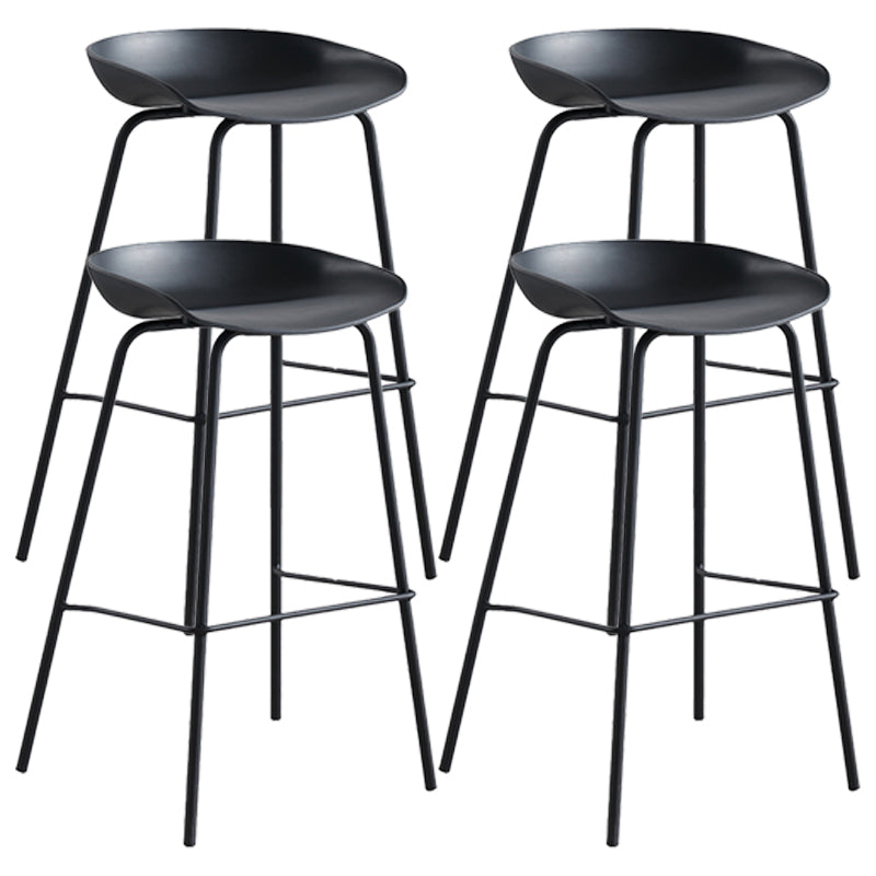 Scandinavian Metal Plastic Counter Stools Backless Bar Stools with Bucket Seat Black 4 Piece Set Clearhalo 'Bar Furniture' 'Bar Stools' 'bar_stools' 'furn' 'furn_bar_stools' 'furniture_bar_stools' 'Kitchen & Dining Furniture' 'kitchen&dining_furn' 'kitchen' 'kitchen_furn' Furniture' 4211653