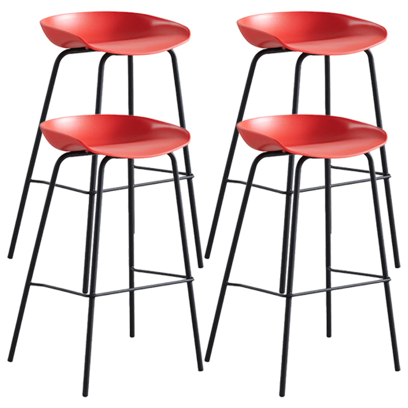 Scandinavian Metal Plastic Counter Stools Backless Bar Stools with Bucket Seat Red 4 Piece Set Clearhalo 'Bar Furniture' 'Bar Stools' 'bar_stools' 'furn' 'furn_bar_stools' 'furniture_bar_stools' 'Kitchen & Dining Furniture' 'kitchen&dining_furn' 'kitchen' 'kitchen_furn' Furniture' 4211657