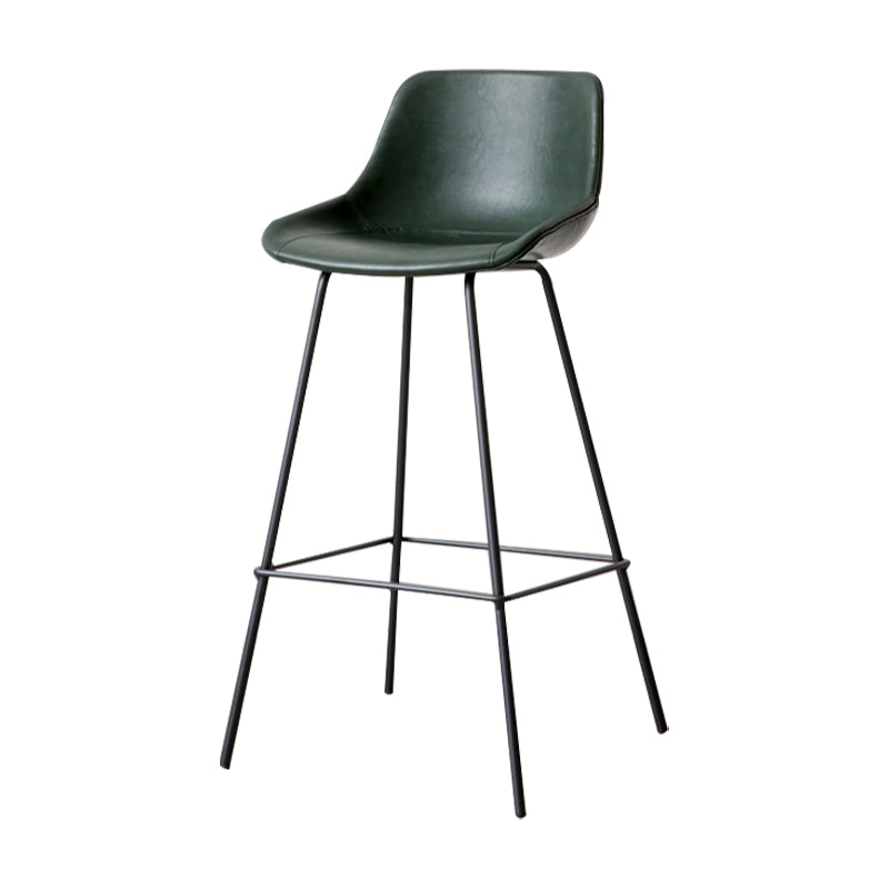 Black Metal Leather Bar Stool Scandinavian Low Back Bristol Counter Stool with Bucket Seat Blackish Green 1 Piece Clearhalo 'Bar Furniture' 'Bar Stools' 'bar_stools' 'furn' 'furn_bar_stools' 'furniture_bar_stools' 'Kitchen & Dining Furniture' 'kitchen&dining_furn' 'kitchen' 'kitchen_furn' Furniture' 4211663