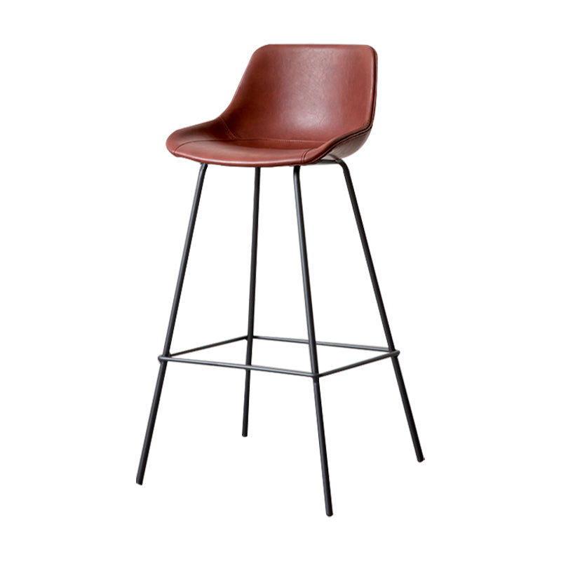 Black Metal Leather Bar Stool Scandinavian Low Back Bristol Counter Stool with Bucket Seat Dark Red 1 Piece Clearhalo 'Bar Furniture' 'Bar Stools' 'bar_stools' 'furn' 'furn_bar_stools' 'furniture_bar_stools' 'Kitchen & Dining Furniture' 'kitchen&dining_furn' 'kitchen' 'kitchen_furn' Furniture' 4211664