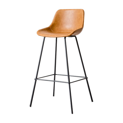 Black Metal Leather Bar Stool Scandinavian Low Back Bristol Counter Stool with Bucket Seat Brown 1 Piece Clearhalo 'Bar Furniture' 'Bar Stools' 'bar_stools' 'furn' 'furn_bar_stools' 'furniture_bar_stools' 'Kitchen & Dining Furniture' 'kitchen&dining_furn' 'kitchen' 'kitchen_furn' Furniture' 4211666